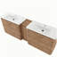 Meuble-lavabo autoportant de 92 po avec lavabo en céramique blanche et 1 petite armoire de rangement, porte à fermeture en douceur, chêne imitation, emballage KD, contreplaqué