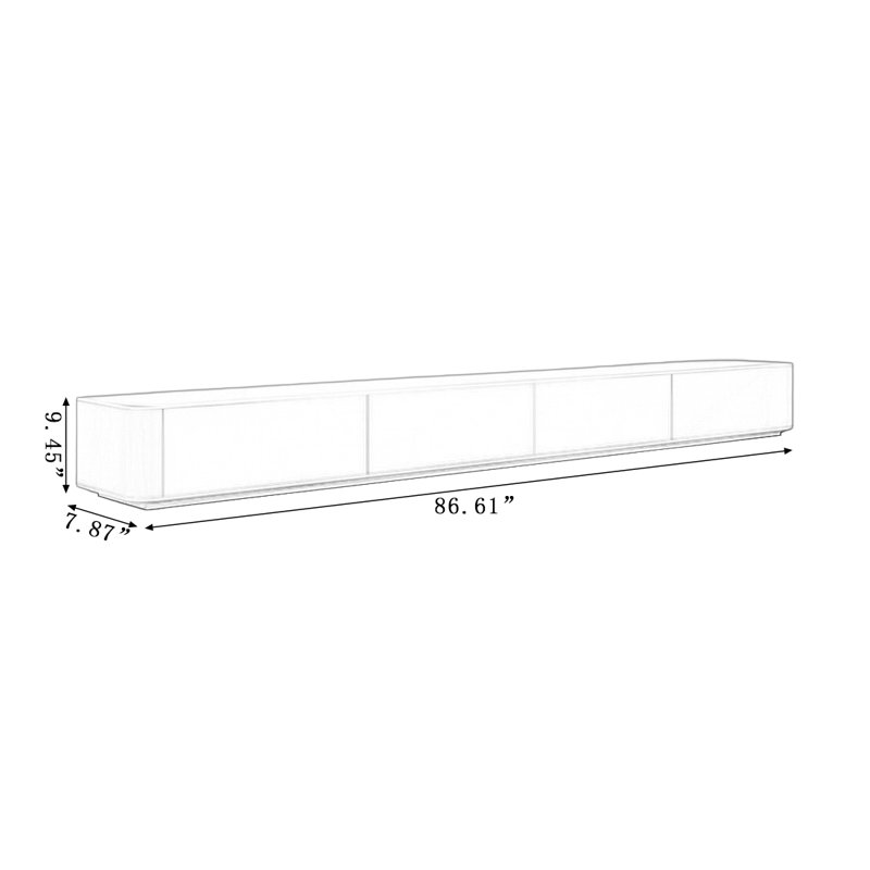 Meuble télé moderne en bois massif blanc, 9.45”H x 7.87”L x 78.74”W