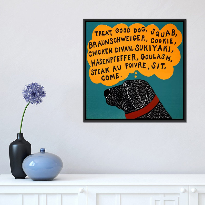 «Dogs Can Only Apprendre quelques mots noir» par Stephen Huneck, impression sur toile tendue, H 26 po x l 26 po x P 1,5 po