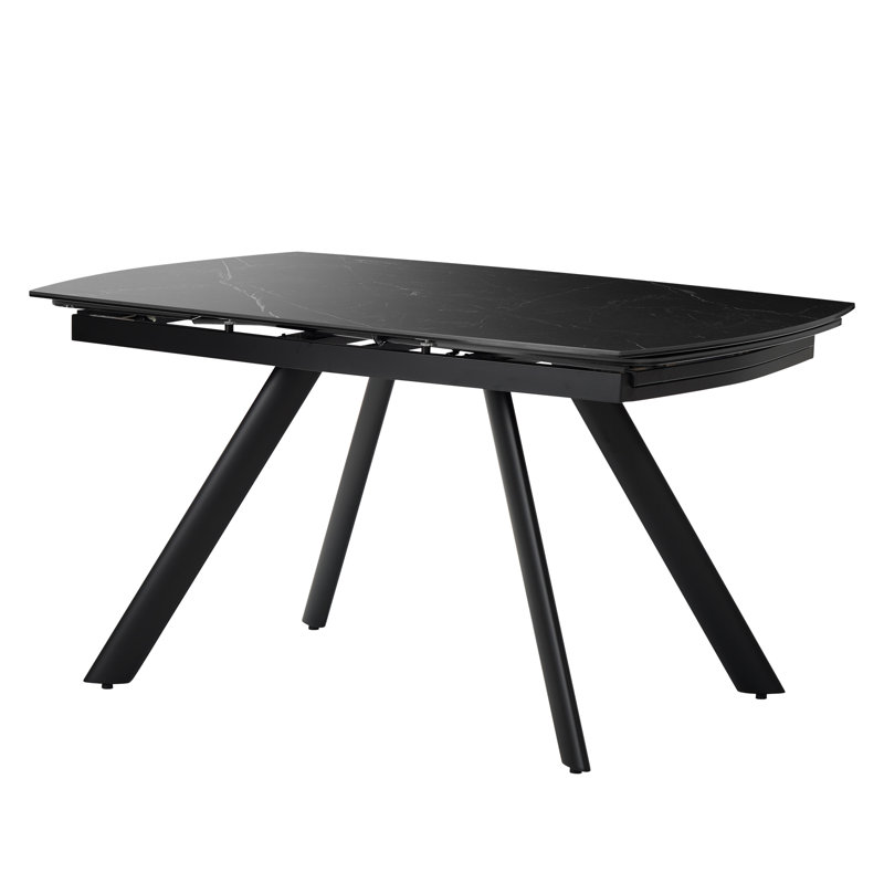 Homeira Extendable Metal Base Dining Table, Black