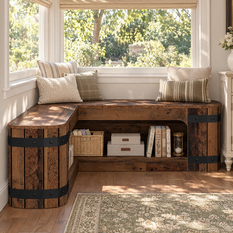 47.24" Corner Solid Wood Shoe Storage Bench, L-Shaped Shoe Organizer for Entryway
