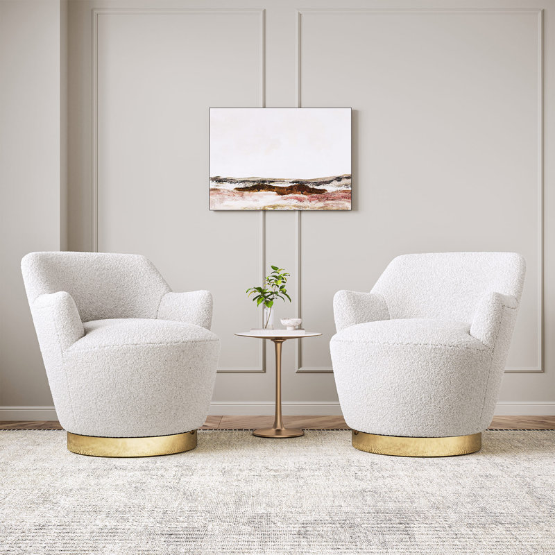 Fauteuil pivotant rembourré Corabeth, Polyester blanc