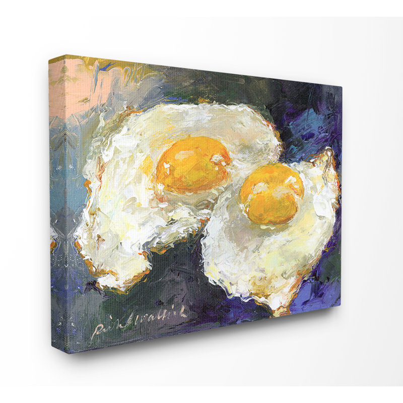 " Classic Sunny Side Up Fried Eggs Still Life Food ", Wrapped Canvas, 16" H x 20" W x 1.5" D