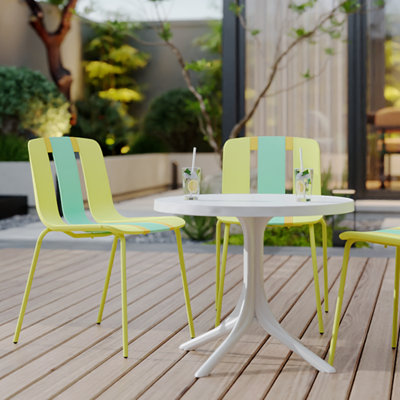 Ergonomic Colorful Chairs With Sturdy Metal Legs | Modern Minimalist Style | Indoor & Outdoor Versatile Use