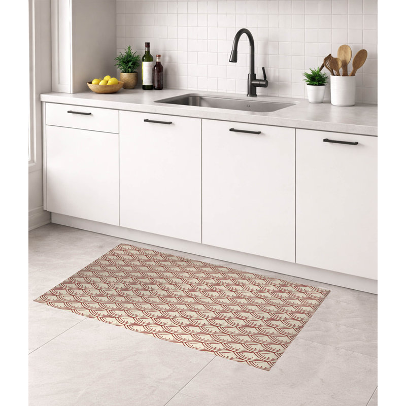 Tapis de cuisine Seigaiha, Rectangle 2' x 3', Brick Clay Geometric