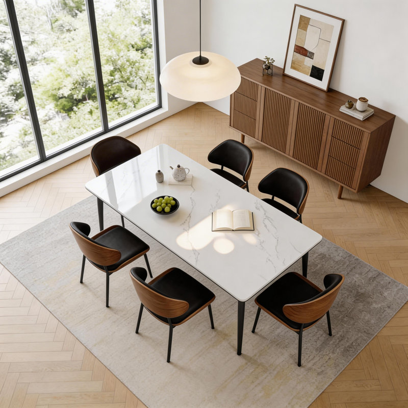 Modern Dining Table with Sintered Stone Top, White Matt Finish and Robust Carbon Steel Legs Fast Dispatch From UK Warehouse – Dispatched Within 2 Days