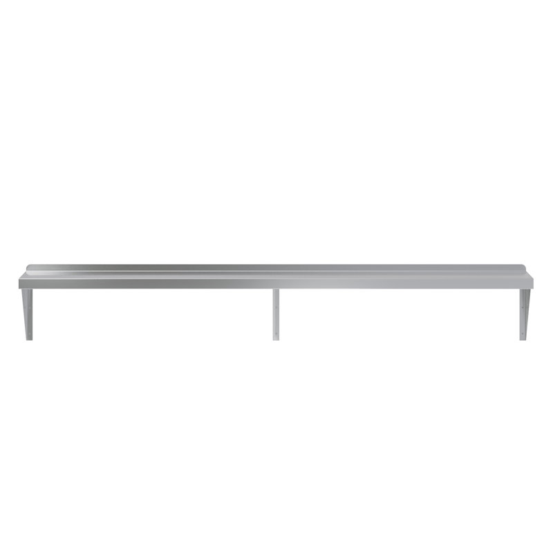 Stainless Steel Wall Shelf With Squared Edge, 12" x 72"