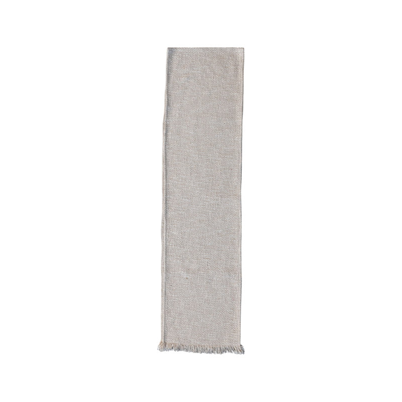 Woven Cotton Table Runner With Metallic Thread And Fringe