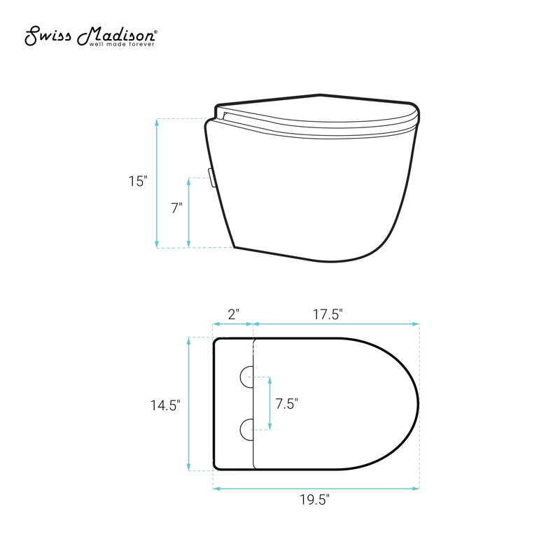 St. Tropez Wall-Hung Toilet Bowl Only, Glossy