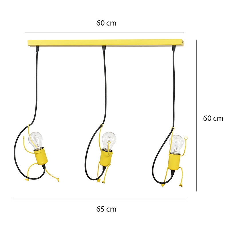 Pascual 3 - Light Unique/Statement Pendant, Yellow/Black
