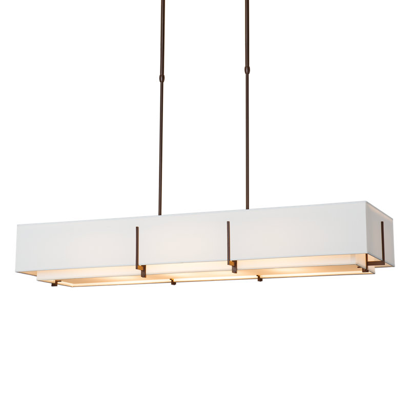 Exos 4 - Light Unique/Statement Linear Pendant, Bronze, Natural Anna Shade
