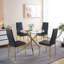 Ensemble de 4 chaises, pieds de couleur dorée, siège noir-67148424