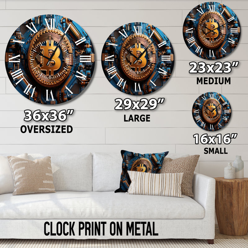 Azure Fashion Bitcoin - Horloge murale Fashion, Médium
