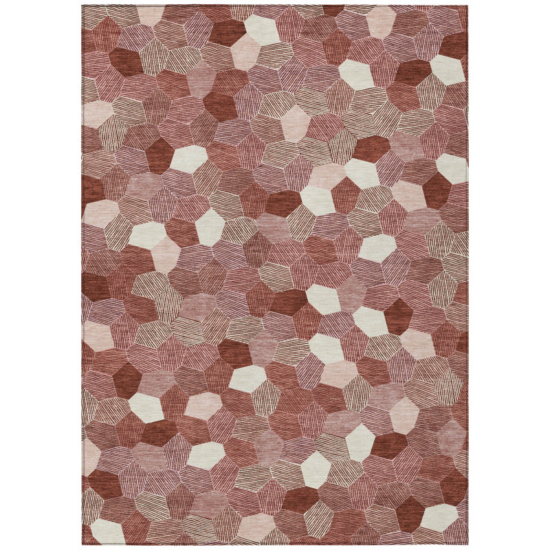Machine Washable Indoor/Outdoor Chantille ACN2573 Geometric Rug, Burgundy, 2'6" x 3'10"