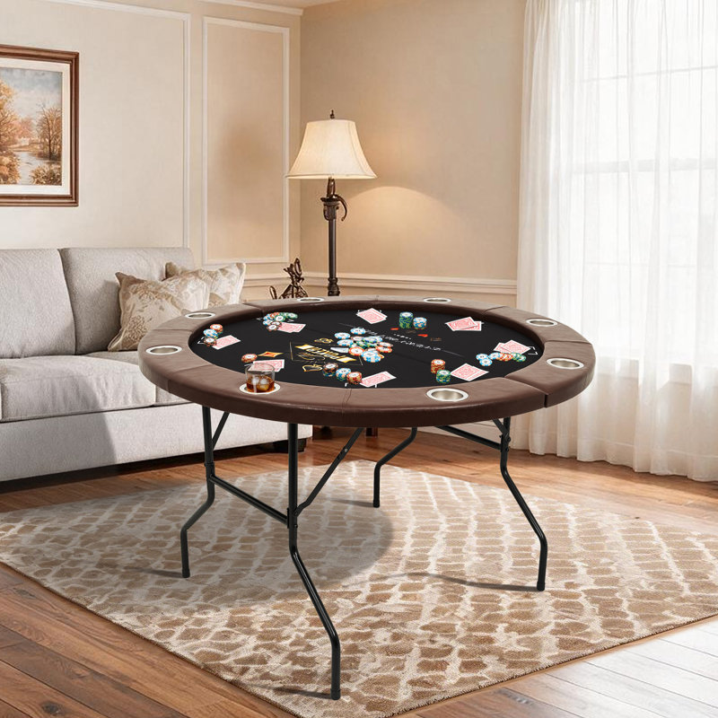 KidsJoyful 47 " 8 - Player Foldable Poker Table, Noir