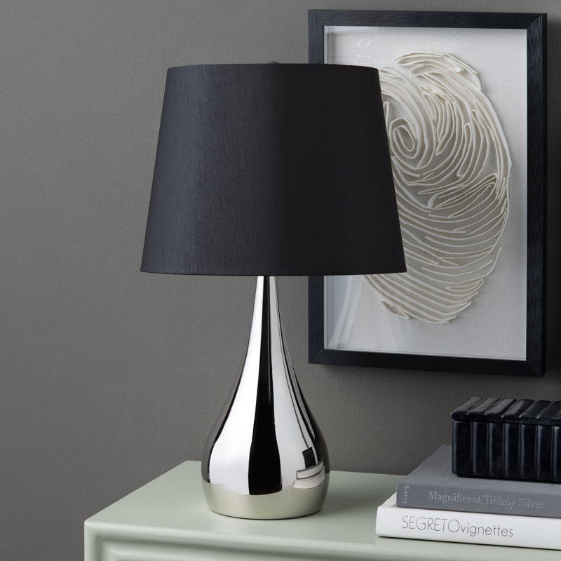 Metal Table Lamp With White Linen Shade