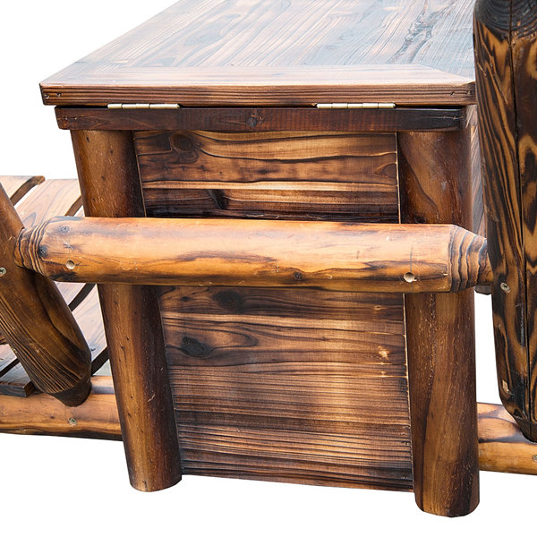 Millwood Pines Gwen Solid Wood Double Adirondack Chair with Table ...