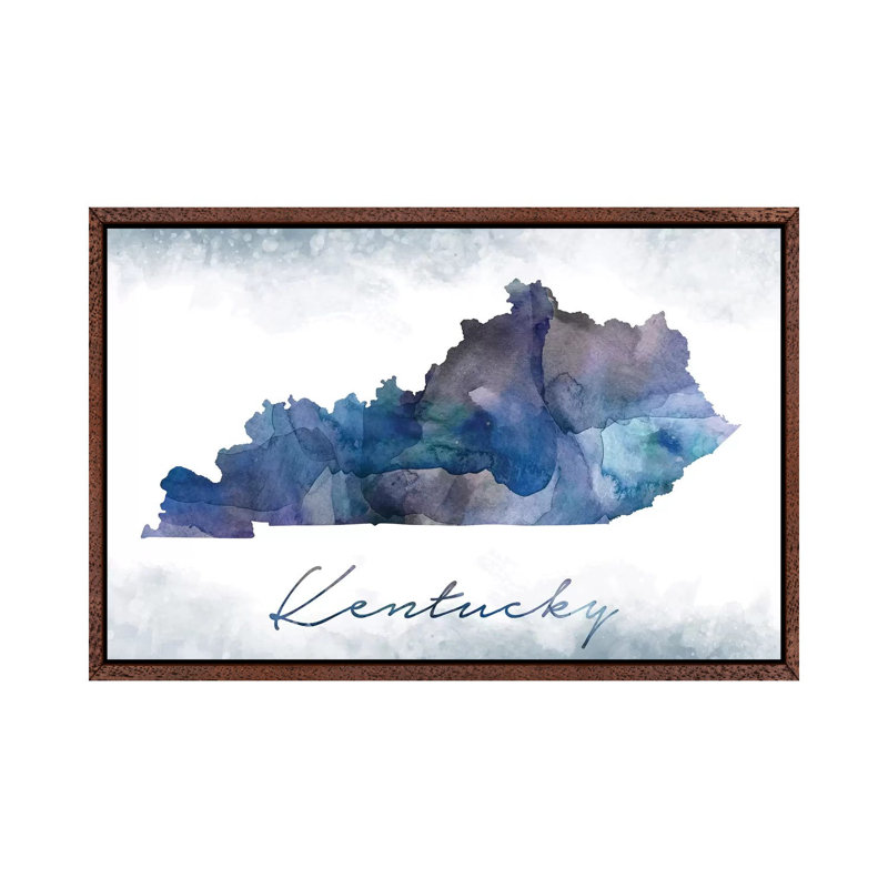 Kentucky State Bluish - Print on Canvas, Classic Brown Wood Framed, 101.6 cm H x 66.04 cm W