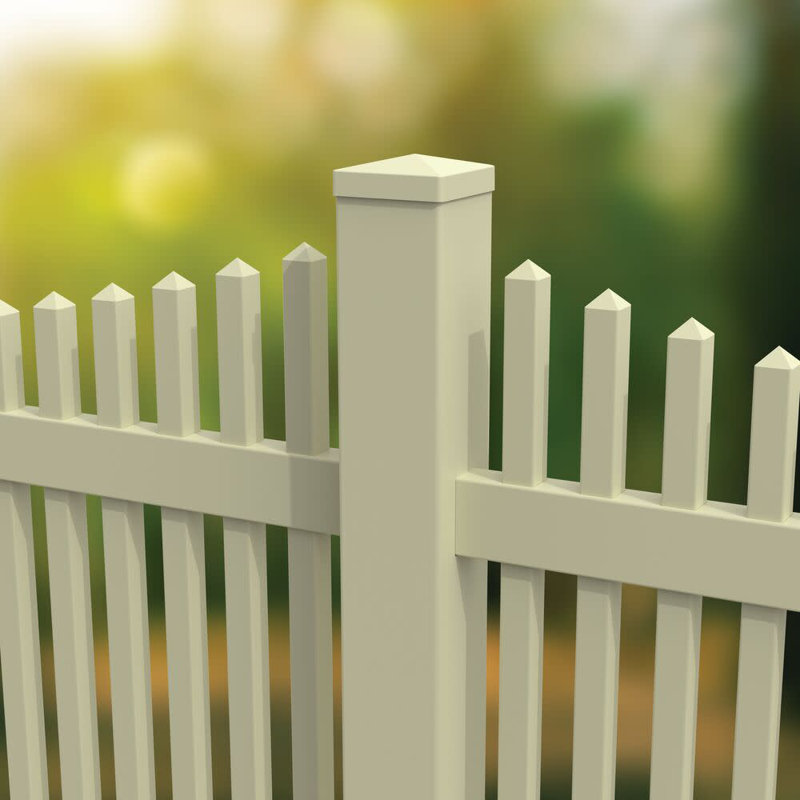 Louvered 6 in. x 6 in. Sand Vinyl Pyramid Fence Post Top