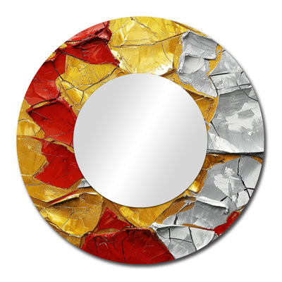 Abstract Fiery Fragmented Balance I - Modern Wall Mirror Art - Printed On Metal