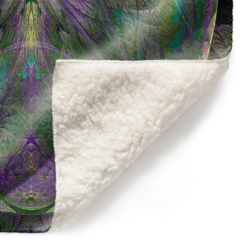  Jeté feuillu en jade, l 68 po x L 80 po, Mauve / Vert