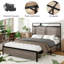 Structure de lit double, structure de lit plateforme en bois avec tête de lit à DEL avec rangement et 2 ports USB, sans bruit, sans matelas à ressorts requis et outils d'assemblage simples-595971077
