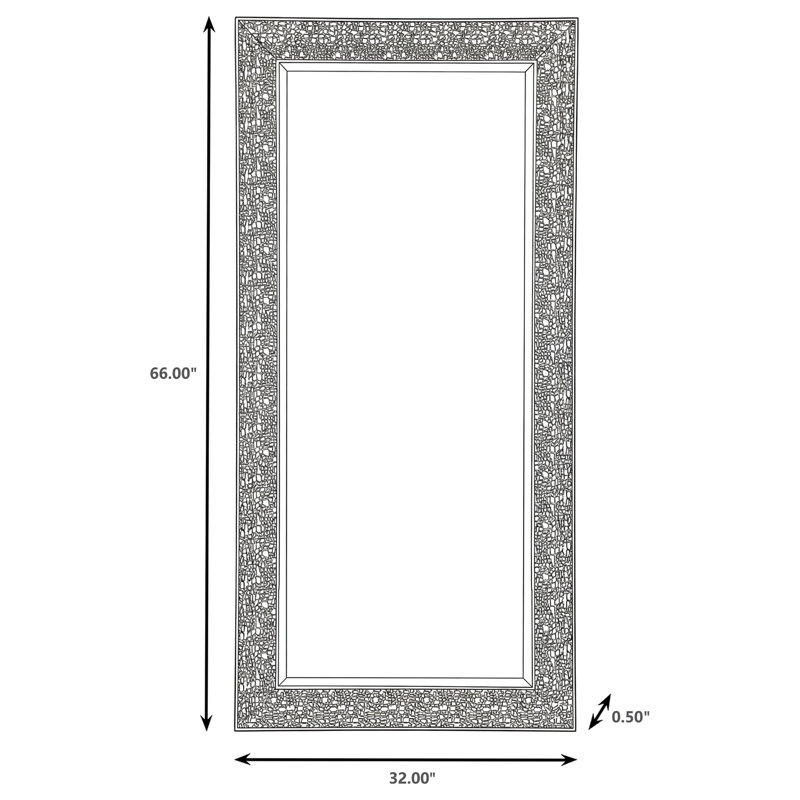 32 x 66 Inch Rectangular Floor Mirror Black, Black, 67.5" H x 33.5" W
