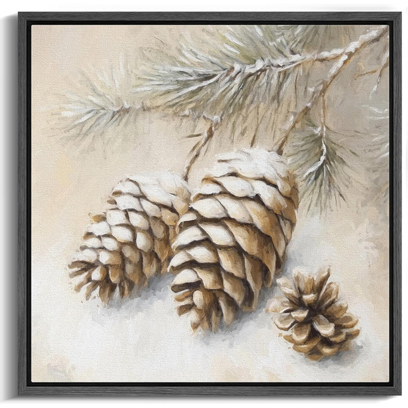 «Christmas Pinecone Rustic Christmas Winter Christmas Christmas Decor», reproduction d'art sur toile encadrée