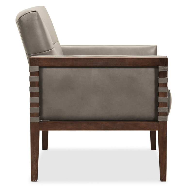Calliope 31" Side Chair, Gray Genuine Leather
