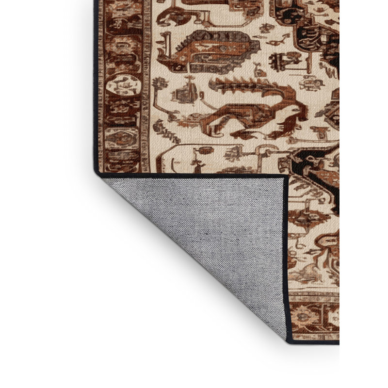 Tapis brun lavable à la machine, Carré 5 pi