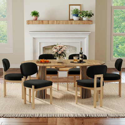 Ensemble de table de salle à manger ovale extensible, table de salle à manger en panneau de fibres à densité moyenne ronde à ovale de 39,37 po à 70,87 po, mobilier de salle à manger de luxe moderne et peu encombrant