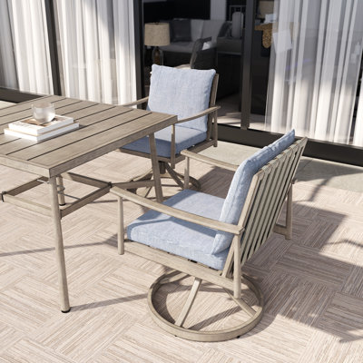 Kashanti 2-Piece Outdoor Swivel Dining Chairs with Cushions by Red Barrel Studio