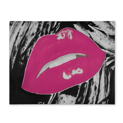 Romantic Black Beauty Placemat - Kissable Pink Lips Design
