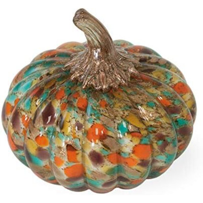 Glass Pumpkin Tabletop Décor, 5.25 X 5-Inches, Confetti