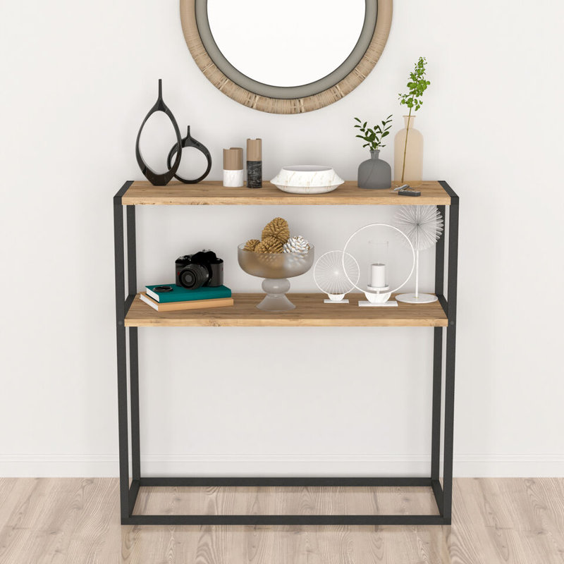 Aigar 90cm Console Table, Natural/Black