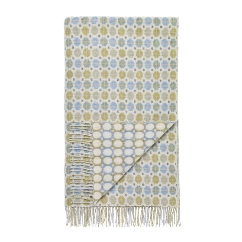 Jeté tissé en laine d'agneau Merino, Abstrait bleu clair