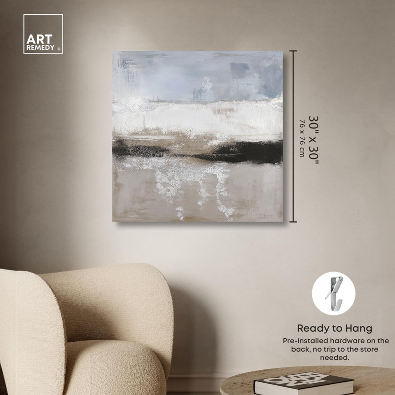 Graphite Profondeur I, Art abstrait sur toile, Neutral Abstracts, Toile tendue avec châssis, H 30 po x l 30 po