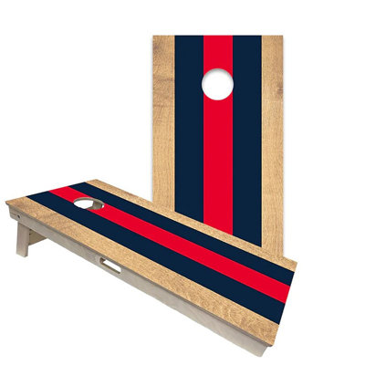 Classic Stripes Navy and Red 2x4 Cornhole Board Set | Includes (2) Boards (8) Bags & Optional Accessories