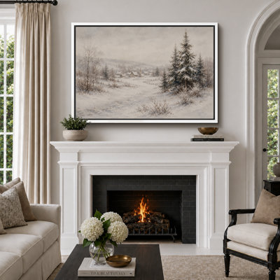 «Snowy Village Winter Landscape», chambre à coucher, impression sur toile encadrée, impression sur toile