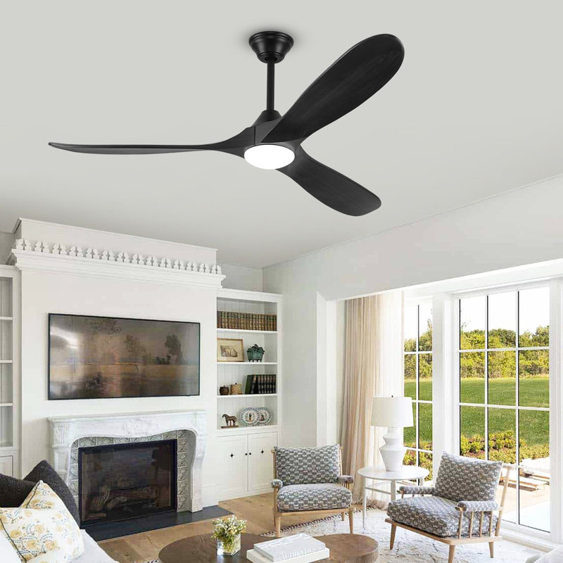 Ceiling Fan with LED Lights, 132cm, Black