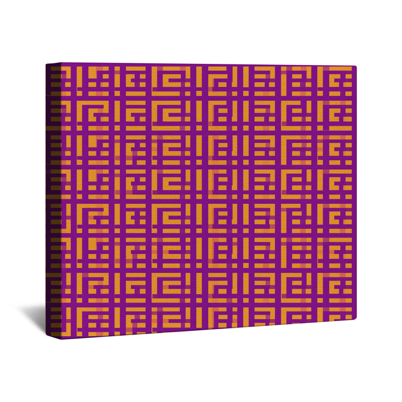 Toile orange mauve mauve tendue avec châssis, 16 po x 20 po