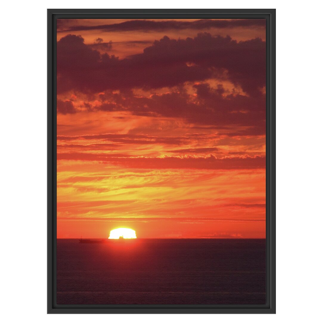 Gerahmtes Wandbild Sonnenuntergang über Meer