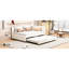 Lit de jour rembourré pleine grandeur avec lit gigogne simple, lin beige, sans sommier, cadre robuste et stable pour le revêtement en lin Sleepover, conception de lit solide et sécuritaire, peu encombrant-1401630280