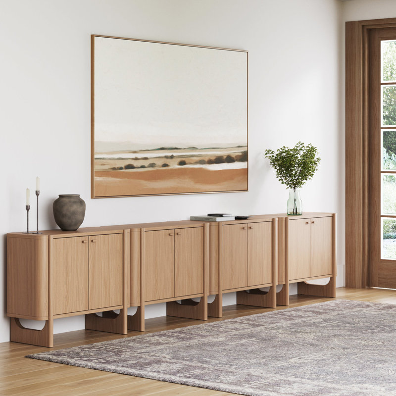 Mid-Century Modern Accent Cabinet, Light Brown, 3