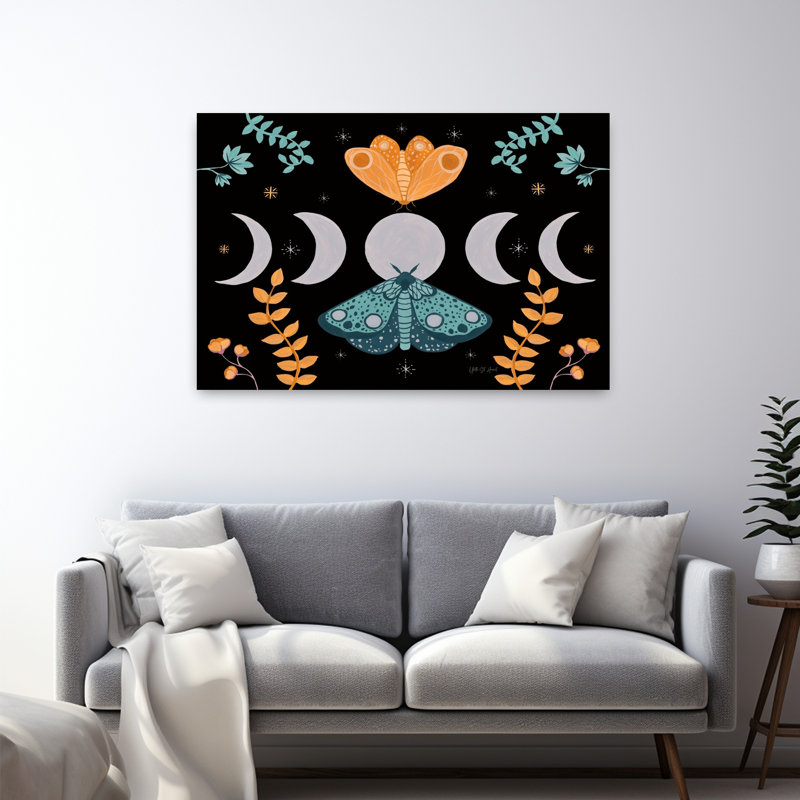 Moon Moth I, abstrait, papillon de nuit contemporain, art de la nature, H 48 po x l 32 po