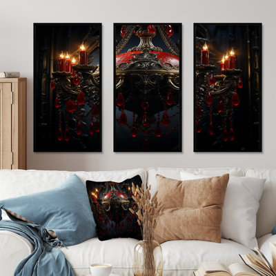 Red Gothic Luminary Grace - Chandelier Wall Art