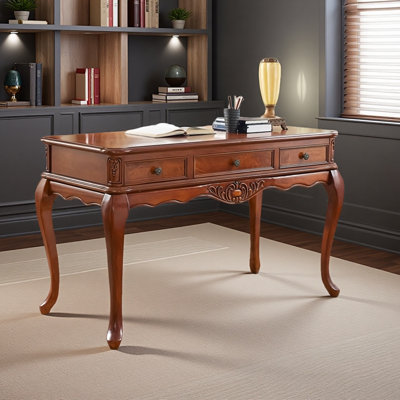 A Vintage Solid Wood Exquisite Brown Desk