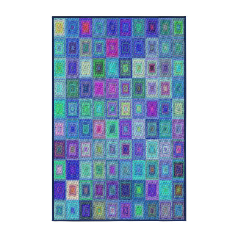 Bleu/vert/Tapis décoratif rose à motifs, Rectangle 5 pi x 7 pi