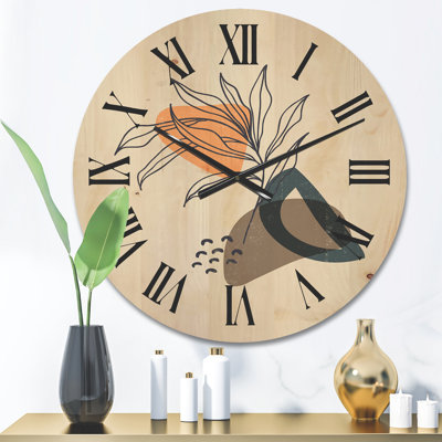 Horloge murale en bois Plant with Minimalist Shapes I