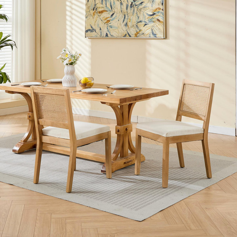 Ensemble de 2 chaises de salle à manger en rotin Farmhouse, Beige